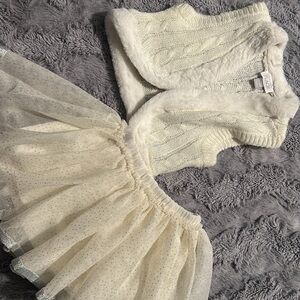 The Children's Place Ivory Knit Vest and Tulle Skirt Ensemble